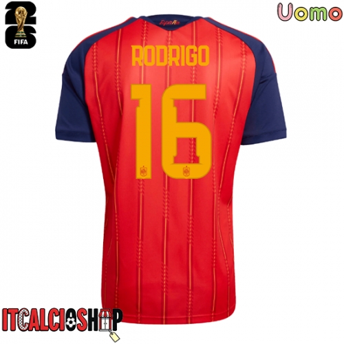Spagna Rodri Hernandez #16 Prima Maglia Mondiali 2026 Manica Corta